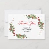 冬の緑のブライズシャワー サンキューカード (正面)