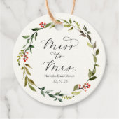 冬の緑のブライダルシャワーのエレガントなギフトタグ フェイバータグ (正面)