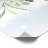 冬の緑のブライダルシャワーウェルカムサイン ポスター (角)