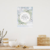 冬の緑のブライダルシャワーウェルカムサイン ポスター (キッチン)