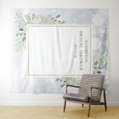 冬の緑のブライダルシャワーフォトブース背景 タペストリー (インサイチュ(横))