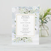 冬の緑のブランチとバブル ブライズシャワー 招待状 (スタンド正面)