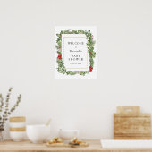 冬の緑のベビーシャワー歓迎の看板 ポスター (キッチン)