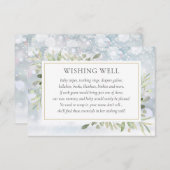 冬の緑のベビーシャワー ウィッシングウェル エンクロージャーカード (正面/裏面)