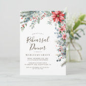 冬の緑のホリデー ウェディング リハーサル ディナー 招待状 (スタンド正面)