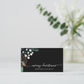 冬の緑のホリーとベリーのクリスマス 名刺 (スタンド正面)