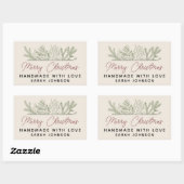 冬の緑のメリークリスマスハンドメイド 長方形シール (シート)