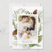 冬の緑のメリークリスマスフォトカード シーズンカード (正面)