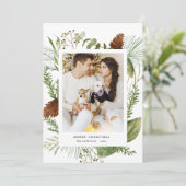冬の緑のメリークリスマスフォトカード シーズンカード (スタンド正面)