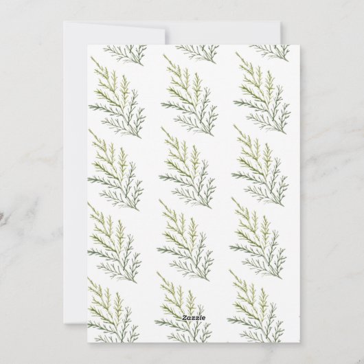 冬の緑のメリークリスマスフォトカード シーズンカード (裏面)