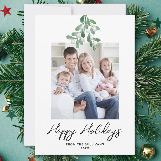 冬の緑のヤドリギの幸せな休日の写真 シーズンカード