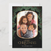 冬の緑のヤドリギ3枚の写真クリスマス シーズンカード (正面)