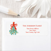 冬の緑のヤドリギ 赤い実 クリスマス ラベル (インサイチュ)