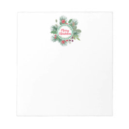 冬の緑のリースメリークリスマス ノートパッド