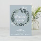 冬の緑のリース企業のクリスマスパーティー 招待状 (スタンド正面)