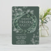 冬の緑のリース ボケの法人 ホリデー 招待状 (スタンド正面)