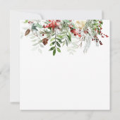 冬の緑のレッドベリーバードクリスマスカード カード (裏面)