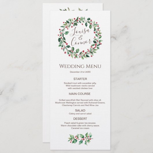 冬の緑のレッドベリ結婚ーのメニュー メニュー (正面/裏面)