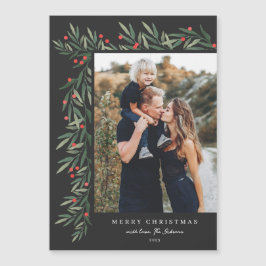 冬の緑の写真クリスマス磁気カード