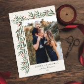 冬の緑の写真クリスマス磁気カード