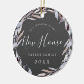 冬の緑の初めてのクリスマスの新しいホームフォト セラミックオーナメント (左)