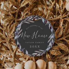 冬の緑の初めてのクリスマスの新しいホームフォト セラミックオーナメント