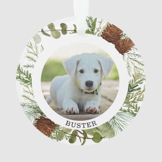 冬の緑の初めてのクリスマス写真オーナメント オーナメント (裏面)