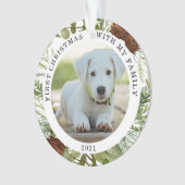 冬の緑の初めてのクリスマス写真オーナメント オーナメント (正面)
