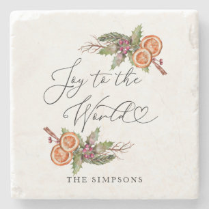 冬の緑の喜び ストーンコースター