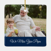 冬の緑の天国で撮影したネイビーブルー セラミックオーナメント (裏面)