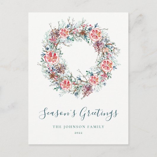 冬の緑の季節のご挨拶 ポストカード (正面)