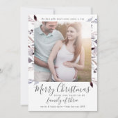 冬の緑の家族の3つの妊娠写真 シーズンカード (正面)