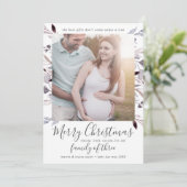 冬の緑の家族の3つの妊娠写真 シーズンカード (スタンド正面)