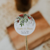 冬の緑の封筒用シールフェイスステッカー ラウンドシール