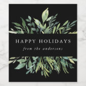 冬の緑の幸せな休日 ワインラベル (シングルラベル)