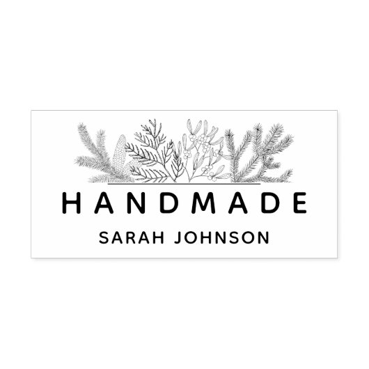 冬の緑の手作りパーソナライズされた セルフインキングスタンプ (デザイン)