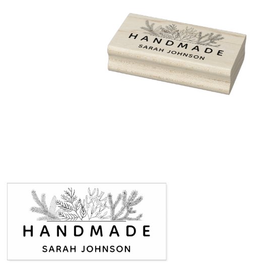 冬の緑の手作りパーソナライズされた ラバースタンプ (押印)