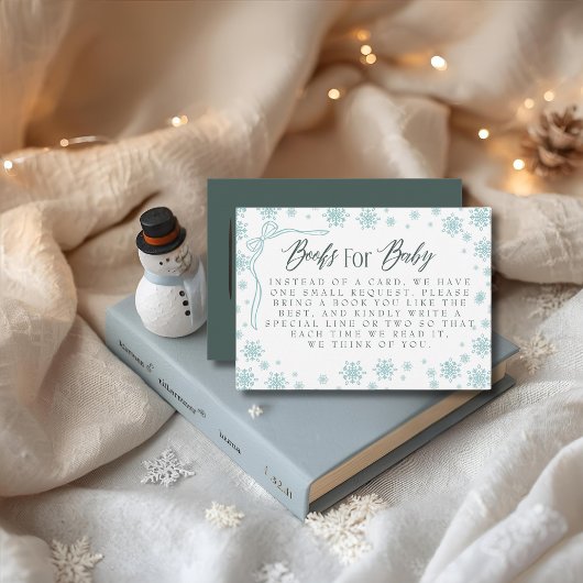 冬の緑の本でベビーの赤ちゃんシャワー エンクロージャーカード