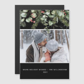 冬の緑の松の予算の写真クリスマスカード (正面/裏面)