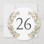 冬の緑の松の木のリーステーブル番号 招待状 (裏面)