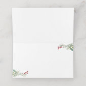冬の緑の松の赤ベリークリスマス結婚ズ プレイスカード (内部開封)