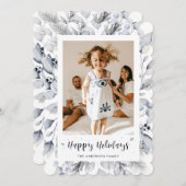 冬の緑の果実フォトハッピーホリデーズカード シーズンカード (正面/裏面)