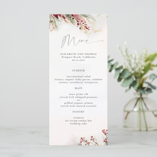 冬の緑の果実レッドグリーン植物学モダン メニュー (スタンド正面)