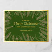 冬の緑の枠メリークリスマス企業の 箔シーズンカード (正面)