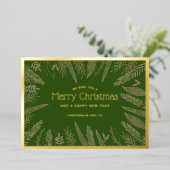 冬の緑の枠メリークリスマス企業の 箔シーズンカード (立ち正面)