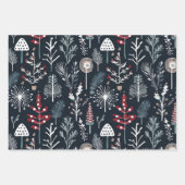 冬の緑の植物の休日 ラッピングペーパーシート (正面2)