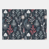 冬の緑の植物の休日 ラッピングペーパーシート (正面)