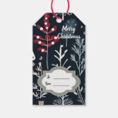 冬の緑の植物性メリークリスマス ギフトタグ (正面)