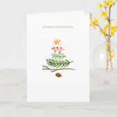 冬の緑の水彩クリスマスツリー カード (黄色い花)