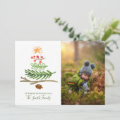 冬の緑の水彩クリスマスツリー カード (スタンド正面)